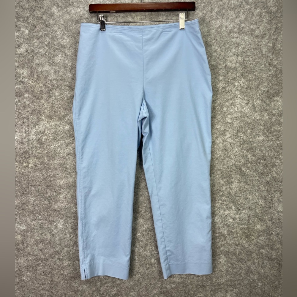 St. John Pants Womens 10 Pastel Blue Cropped Ankle Side Zip Dressy Made in USA